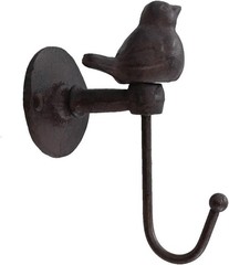 Vintage Lot 2 BLACK IRON BIRD ON BRANCH HOOKS Wall Hanger -Towels, Coats, Bags