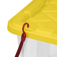 Sterilite 27 Gallon Industrial Storage Tote Bin Clear / Yellow Lid, 4 Pack