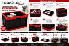 GreenMade InstaCrate Grande 16 Gallon Foldable Storage Crate Black/Red 60 Qt