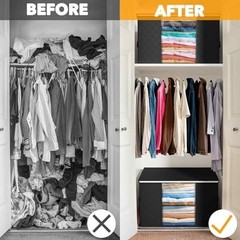 6 Pack 90L Clothing Storage Bags, Heavy Duty Closet & Moving Storage Black