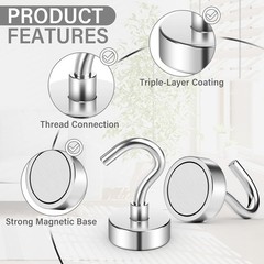 8 Pack Magnetic Hooks 35LB Heavy Duty Neodymium Magnets for Cruise Kitchen