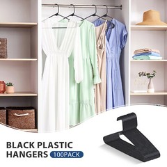 Standard Black Plastic Hangers 100 Pack w/ 2 Hooks Space Saving for Coats Skirts