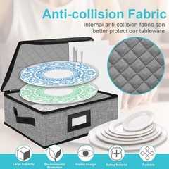 ouruer Quilted Platter Storage CaseFine China Storage Containers Hard Shell f…