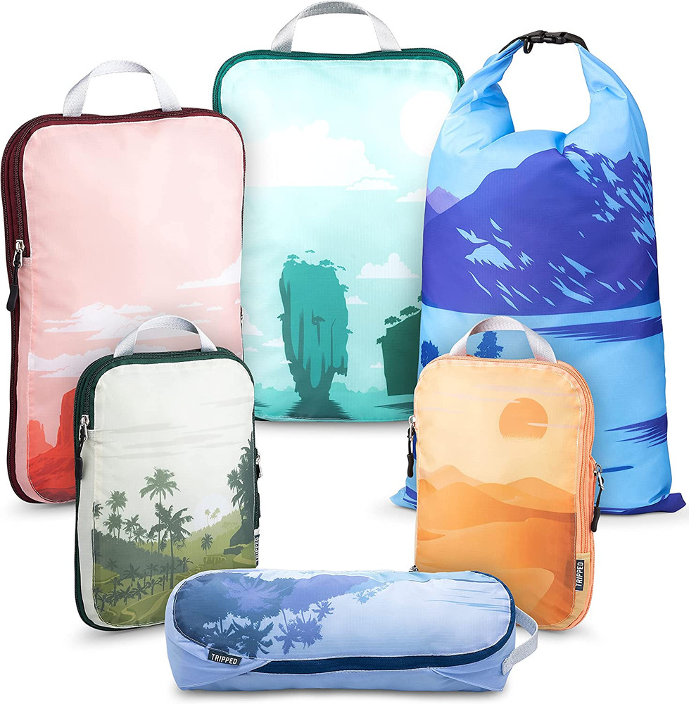6 Piece Compression Packing Cubes Lightweight Travel Organizer Set