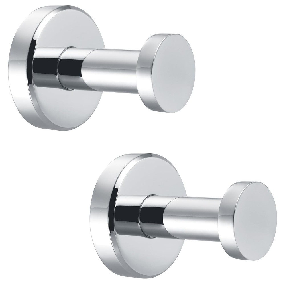 2 PCS Polished Chrome Bathroom Towel Hooks 304 Stainless Steel Round Robe