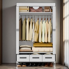 Portable Closet Wardrobe Clothes Rack Storage Organizer Shelf Stand w/ 3 Drawers