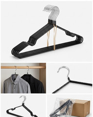 Black Metal Wire Hangers Non-Slip PVC Coated Slim Space Saving Clothes Rack