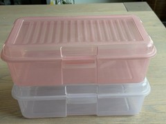 Vintage Rubbermaid Keepers Snap Case Shoe Box Clear Pink &Purple Hinged Lid 2281