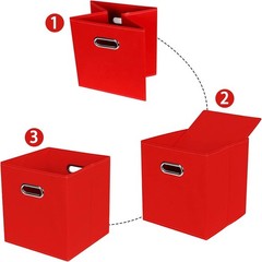 Versatile Foldable Red Storage Bins – 11x11x11 Inches for Home Organization