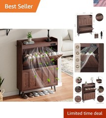 Shoe Storage Cabinet with 2 Flip Drawers, Deodorizing Shoe Organizer Storage …