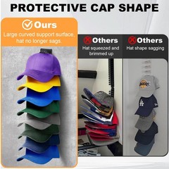 2PCS Hat Organizer For Baseball Caps Wall Rack Holds 16 Hat Adhesive Screw Mount