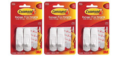 Lot of 3 Packs Command Medium 3 lb Cap White 2 Hooks and 4 Strips per Pack