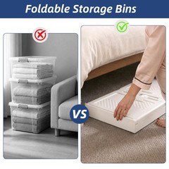 190QT/47Gal Stackable Storage Bins with a Lid, Collapsible Storage Bins With …