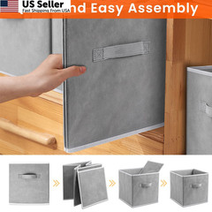 Criusia Storage Cubes – 11 Inch Heavy Duty Fabric Medium -11 inches, Grey