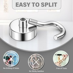 Compact 8 Magnetic Hooks with 25 LB Capacity for Easy Home & Cruise Organization