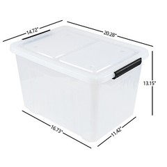 Idotry 50 Qt Stackable Latching Box w/ Lid & Wheels Plastic Containers, 6-Packs