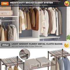 5FT Small Closet System with 3 Fabric Drawers 60 Inches Walk In Closet Organizer