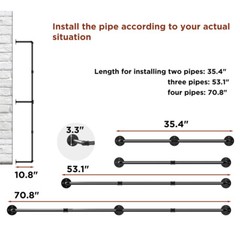 Industrial Pipe Clothes Rack Wall Mounted Hanging Bar Garment Rail Detachable