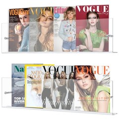 2 PCS 24 Inch Acrylic Magazine Holder Wall Mount Hanging Rack Brochure Clear