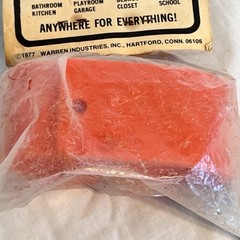 2 In Pkg Vintage 1970s Orange Hard Plastic J Shape Wall Mount Decor Hooks NOS