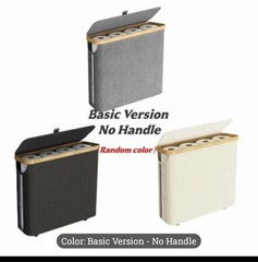 Foldable Bamboo Lid Waterproof Basket for Toilet Paper, 4 Colors, Holds 12 Rolls