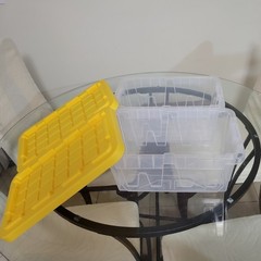 2 boxes Clear mini 2 gal commander storage tote with Lid 13.9″ x 8.6 “x 6.5”