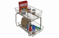 ClosetMaid 14 in. Pull Out Cabinet Organizer, 2 14-Inch Two Tier, Nickel