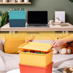 Colorful Large Storage Bins with Lid – 4 Pack Stackable Organizers 10.6×7.5×4.7