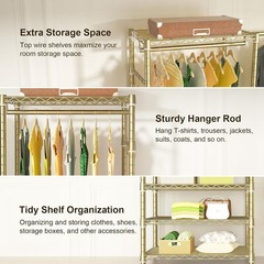 E1 Heavy Duty Closet Garment Rack, 6 Tiers Adjustable Metal Freestanding Expa…