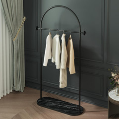 Chic Black Arched Garment Rack with Elegant Marble Base for Home or Boutique