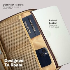 Vegan Leather Travel Tech Pouch, Electronics & Cable Case Organizer with Padd…