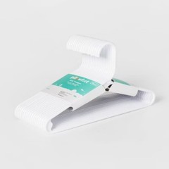 18pk Kids’ Hangers White : Plastic Toddler Clothes Storage, Strap Notches