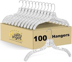 100 Hangers Clear Plastic Hangers – Crystal Cut Hangers for Clothes – Inv…