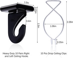 20 Drop Ceiling Hooks for Classrooms & Offices,Black Heavy Duty Metal TBar Hooks