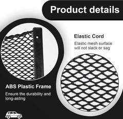Frienda 2 Pcs Car Storage Net Bag, ABS Plastic Framed Mesh Net Holder, Phone & C