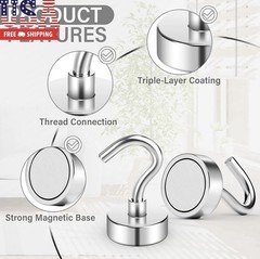 8 Pack Magnetic Hooks for Cruise Cabins, 30 LB Neodymium Magnets with Hooks, Hea