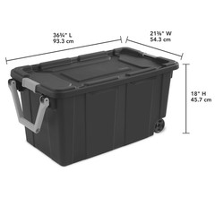 Sterilite Extra-Large Wheeled Industrial Storage Bin 40 Gal Gray, 2 Pack