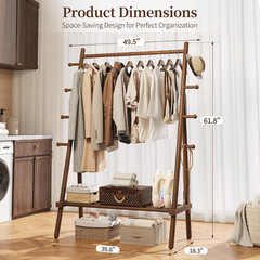 Yoobure Solid Wood Clothes Rack – Heavy Duty Clothing Racks for Hanging Clothes