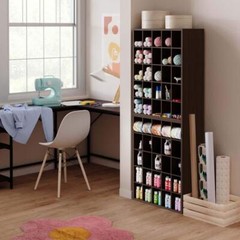 32 in. H x 24 in. W x 12 in. D Espresso Wood Look 25-Cube Storage Organizer