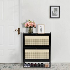 Natural Rattan Shoe Cabinet, Free Standing Shoe Racks, Shoe Cabinet