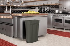 23 Gallon Resin Narrow Trash Can with Handles, Gray, Made in the USA