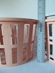 Vtg Round Plastic Baskets Storage Organizing Peach Gray Lot of 3 Mini Laundry