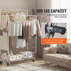 VEVOR Clothes Rack Heavy Duty Clothing Garment Rack Double Hanging Rod 600 lbs