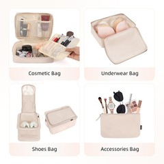 8 Set Packing Cubes Luggage Packing Organizers for Travel Accessories-Cream