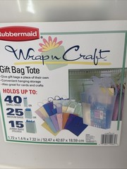Set of 3 Rubbermaid Wrap n Craft Gift Bag Totes Clear Stackable Hanging 2003 USA