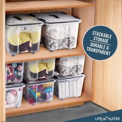 Stackable Storage Box Set – 6 Pieces 12 Quarts Multi-purpose, Space