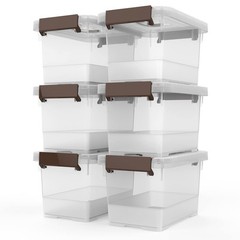 Clear Storage Latch Box, 6 Pack Storage Organizer Bins with Latching Handle a…