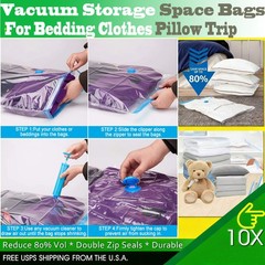 Vacuum Storage Seal Bags for Comforter Blanket Bedding Clothing Pillows of Trip