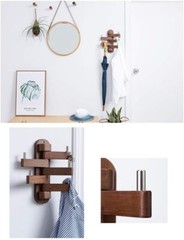 Black Walnut Coat Rack Wall Mounted Wood Entryway Hanger Modern Decor 12″ High