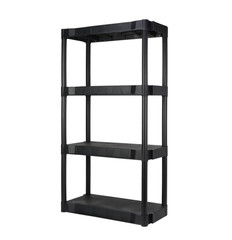 Hyper Tough 4 Shelf Plastic Shelving Unit 13.88″ (D) x 30″ (W) x 56.2″ (H) Black